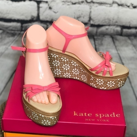 kate spade Shoes - 9.5 Pink Laser Cut Platform Sandals Kate Spade